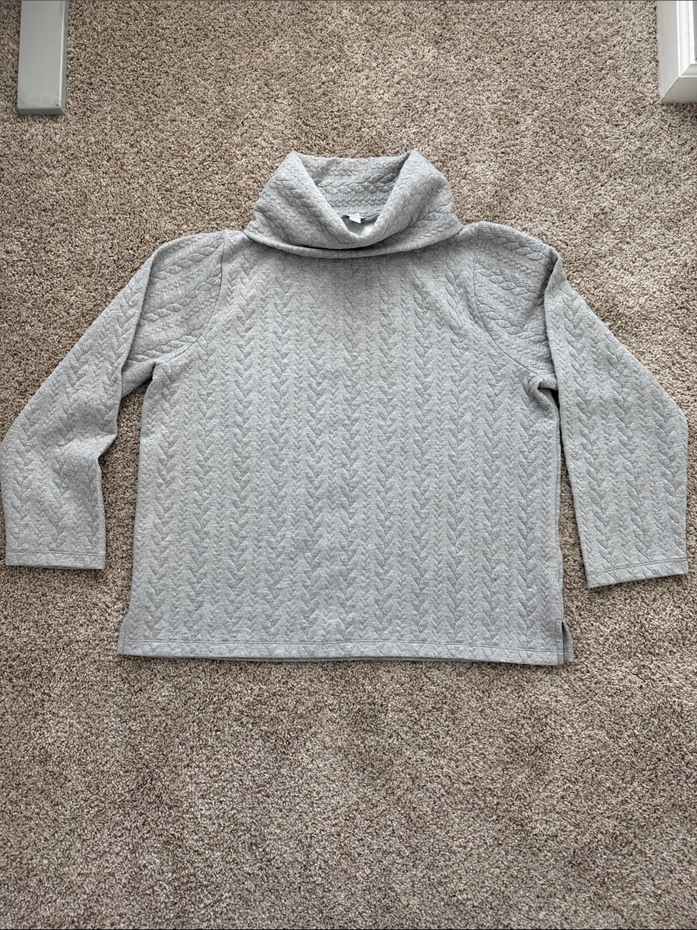 J. Crew Light Gray Cable-Textured Turtleneck Sweater